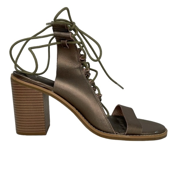 Free People Heels Women's 11 Bronze Gold Lace Up Open Toe Gladiator Pumps - Picture 7 of 17